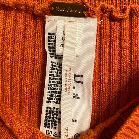 FREE PEOPLE Orange Keep It Real
Sweater Knit Ribbed Pumpkin Flare Pants M - Picture 6 of 8